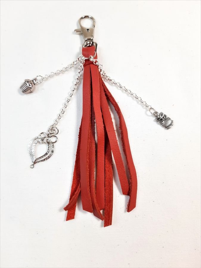 Väska Jewel tassel i kohudläder, röd färg