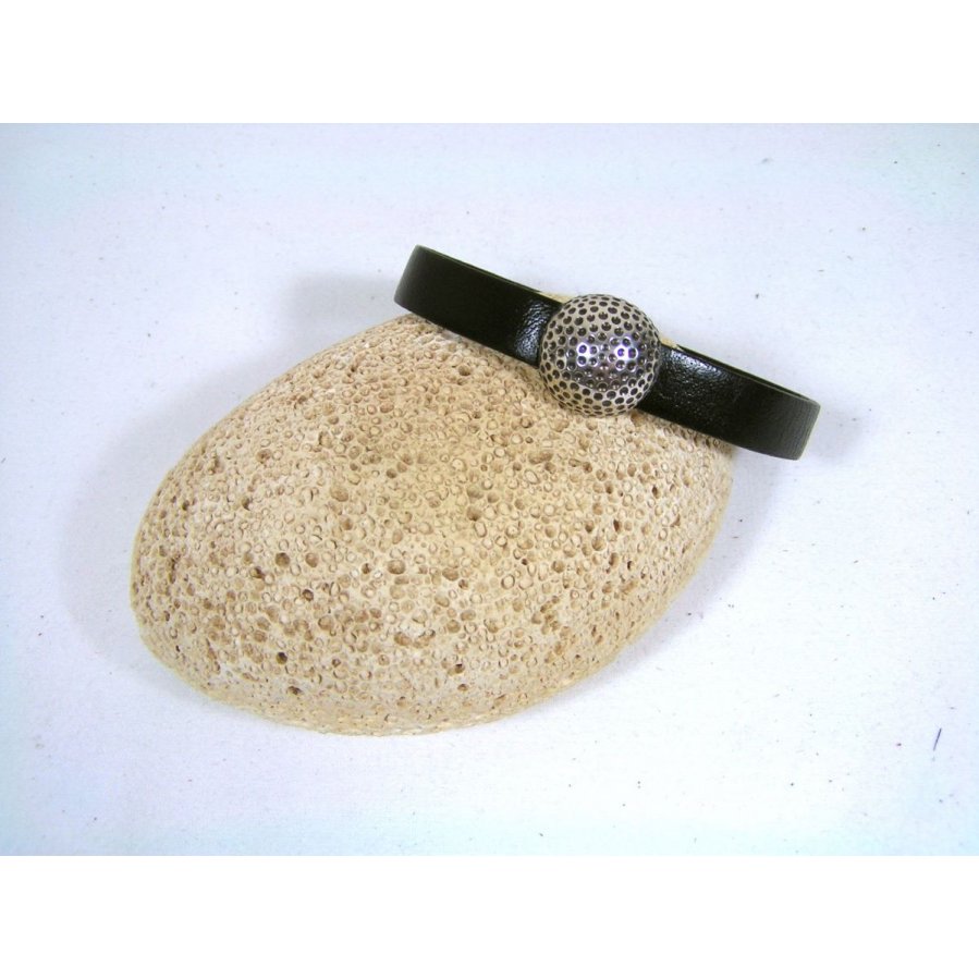 Cowhide läderarmband svart med magnetlås golfboll