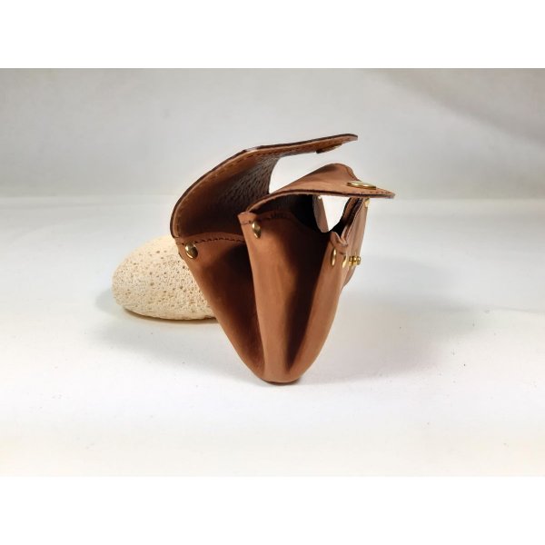 Porte-monnaie r&eacute;tro cuir ch&egrave;vre imprim&eacute; coloris havane