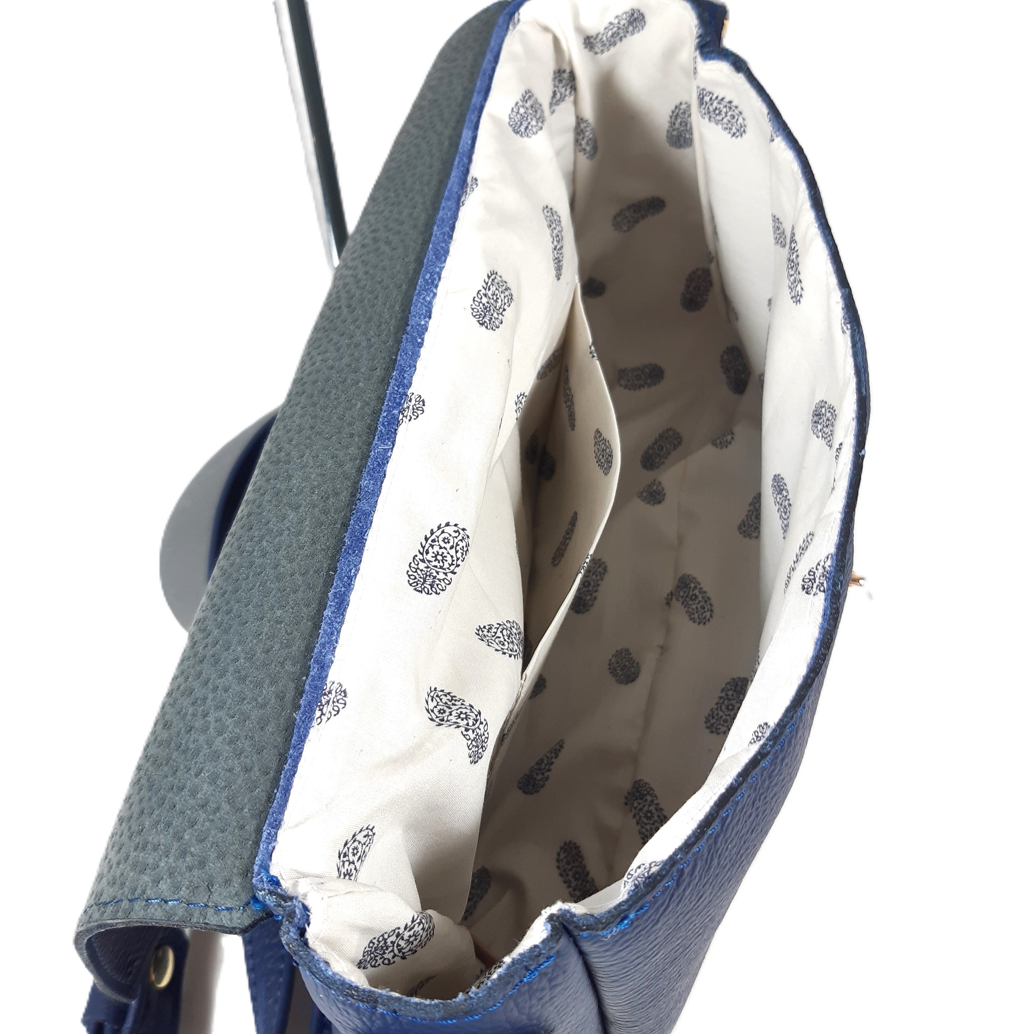 Sac baguette cuir bleu marine