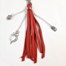 Väska Jewel tassel i kohudläder, röd färg